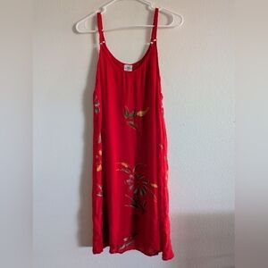 Batik World By Gazapati Red Floral Sleeveless Dress Women's Size Large Casual